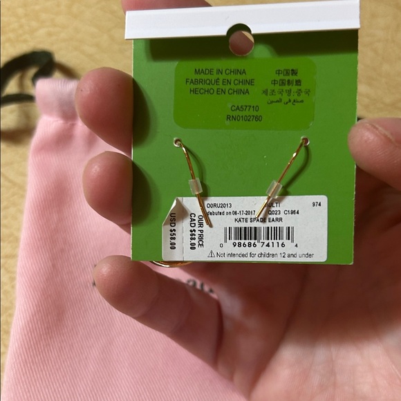 Kate Spade Pink Pouch with Silver Hoop Earrings - Picture 2 of 3